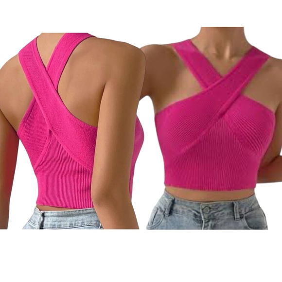 REVOLVE Tops - Revolve House Of Harlow 1960‎ NWT pink crop top cross strap shirt sz M